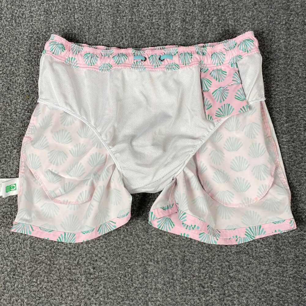 J.Crew Mens Swim Trunks Large Pink Seashell Flex Swimwear BW492 Beach Pool - Picture 11 of 13